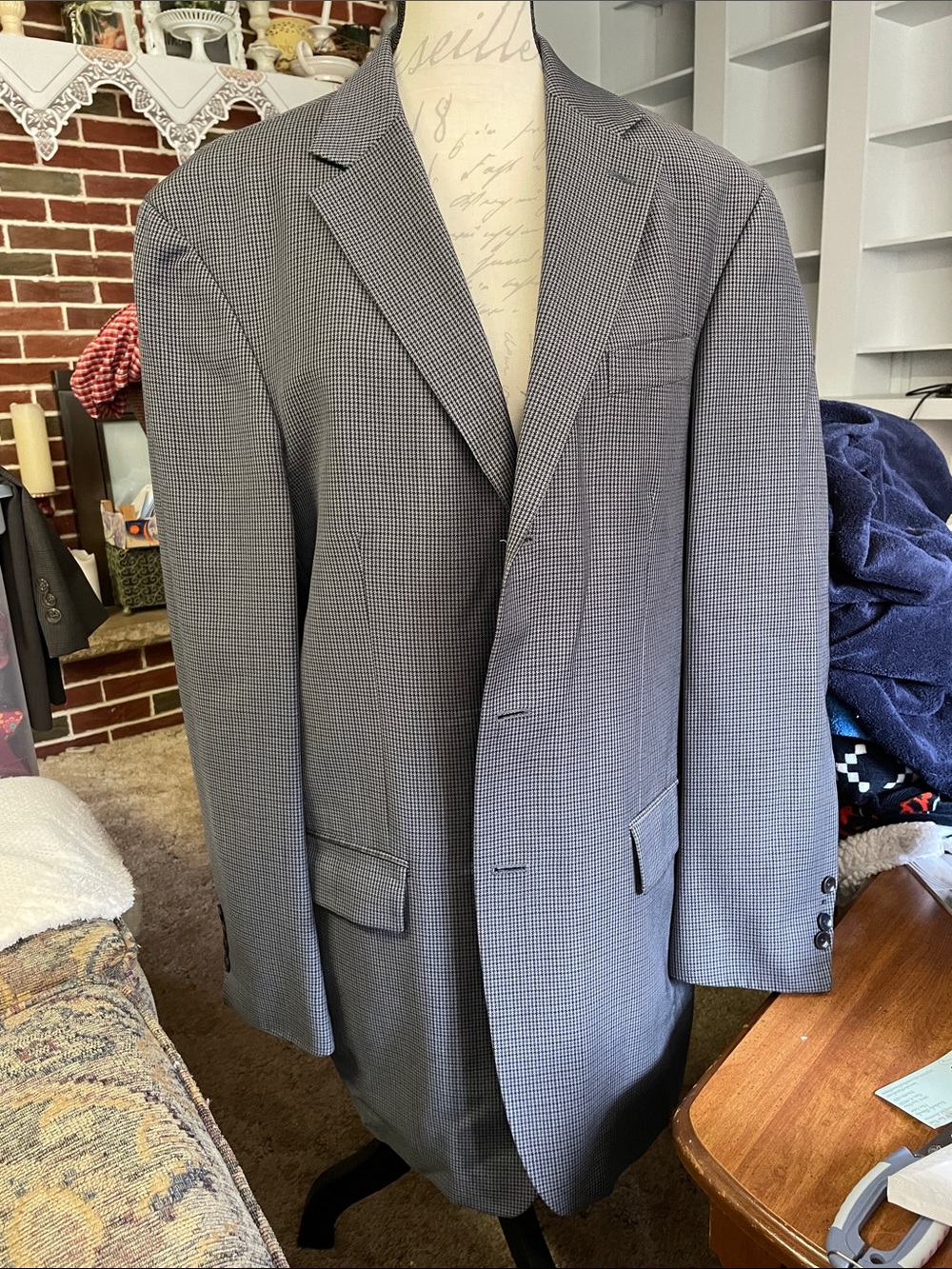 Nautica Gray Micro-Check Sport Coat Blazer